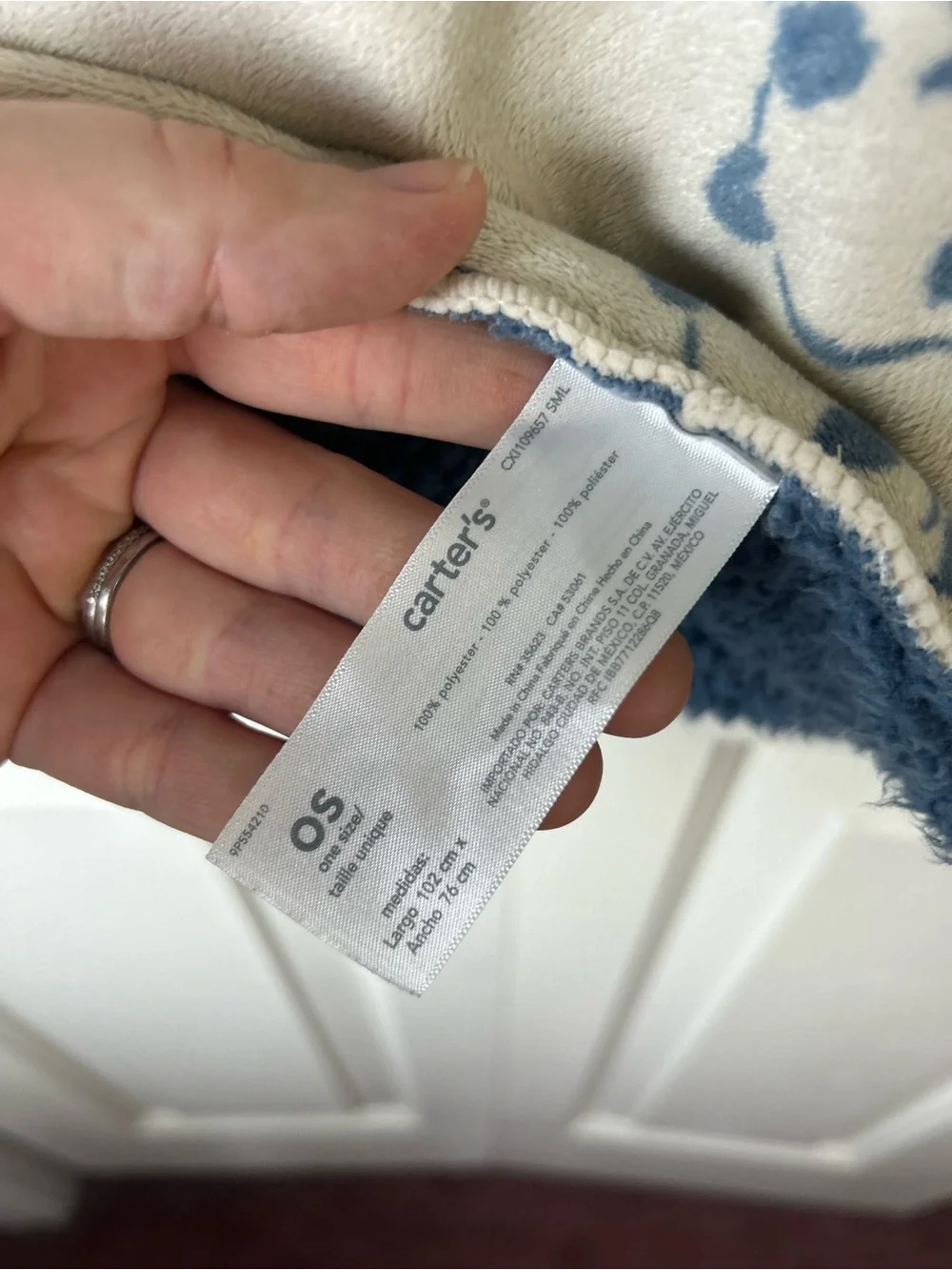Carter's Blue Panda Bear Baby Blanket Sherpa Cream Eating Bamboo Lovey